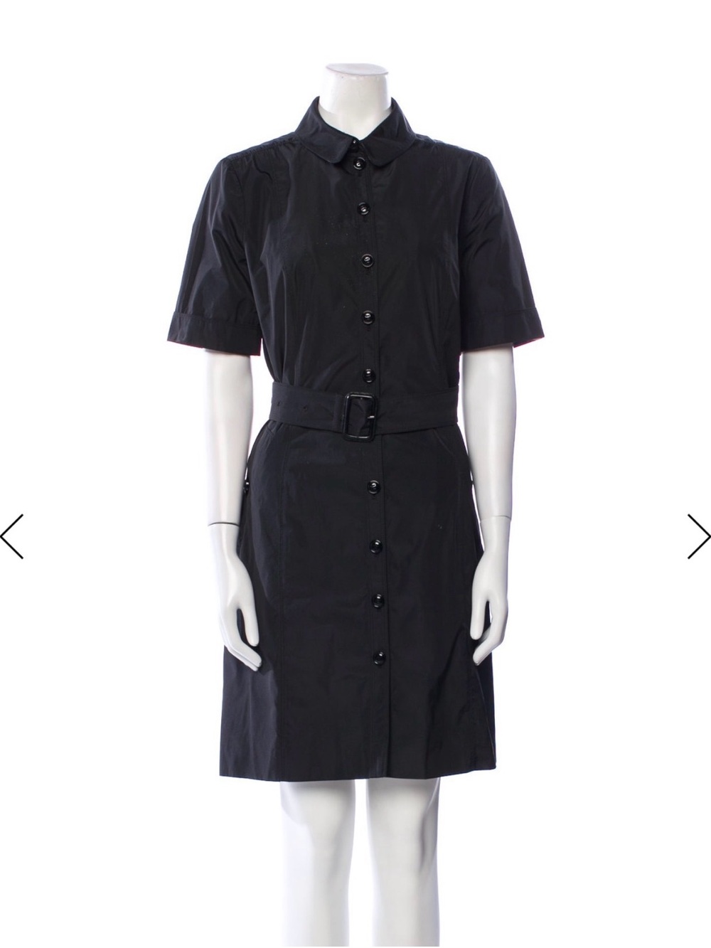 Burberry Black Short-Sleeve Button-Front Shirt Dress with Belt